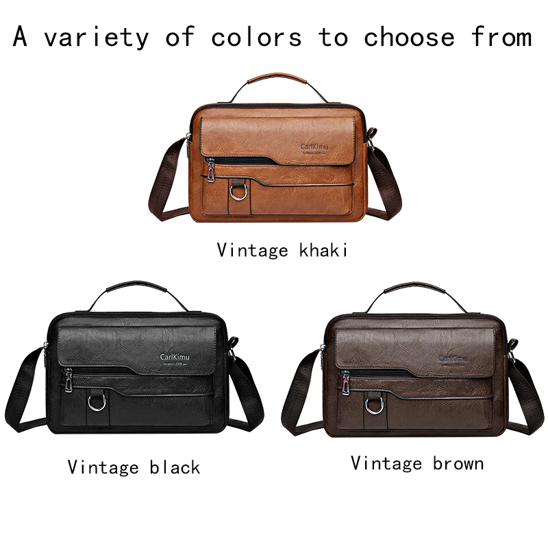 Durable Retro Men’s Crossbody Bag, Soft Faux Leather Handheld Messenger Purse Available in Black, Brown & Coffee Solid Colors image 5