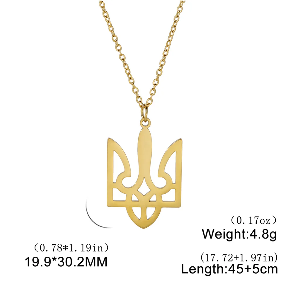 EUEAVAN Ukraine Tryzub Pendant Necklace Trident Ukrainian National Symbol Stainless Steel Chain Necklaces Jewelry for Women Men