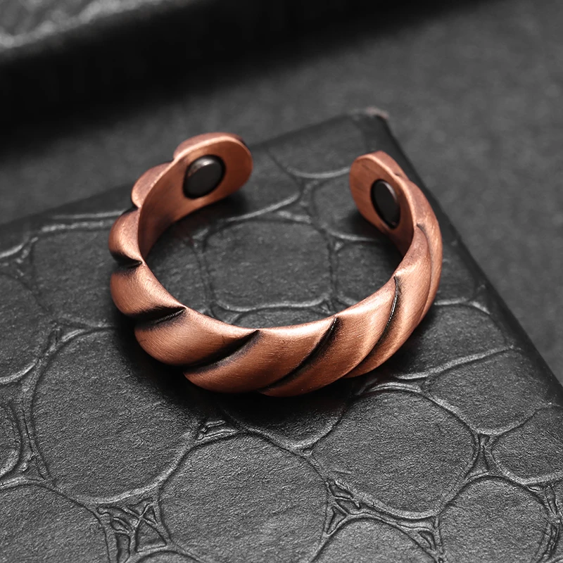 Fashion Geometric Braided Twisted Open Ring for Women Men Magnetic Energy Healing Joint Pain Ring Healthy Weight Loss Jewelry