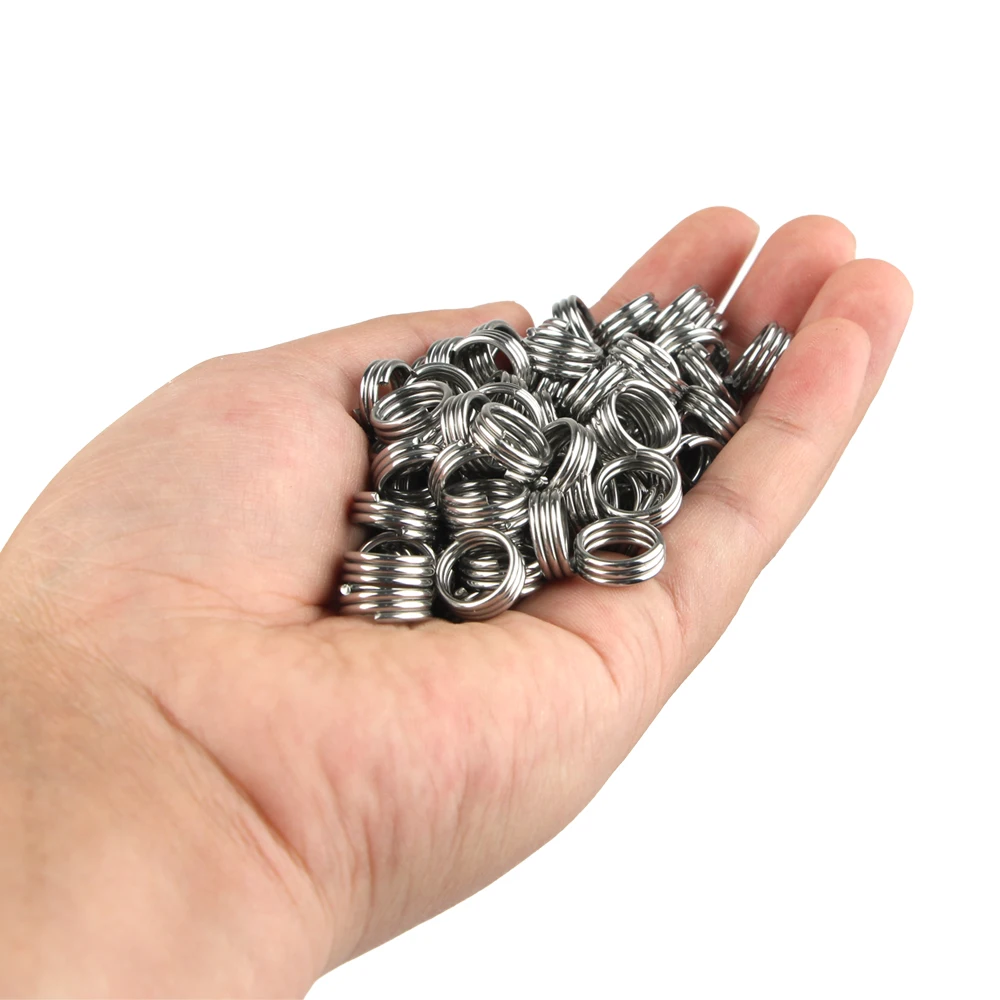 FTK 10Pcs/lot Silver Stainless Steel Double Layer Fishing Split Ring High Quality Fishing Connector Accessories Wholesale - view 4