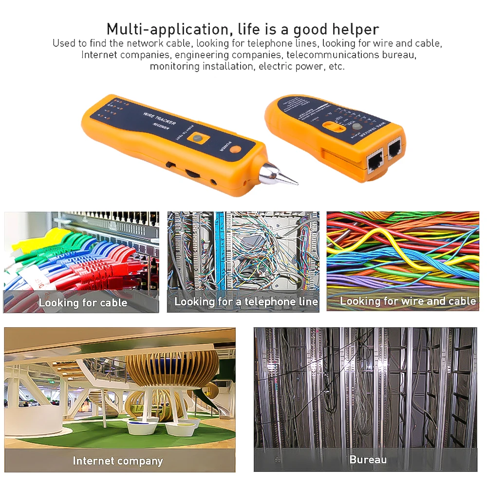 جهاز اختبار كابل الشبكة المحلية Cat5 Cat6 RJ45 UTP STP جهاز تعقب سلك الهاتف جهاز تعقب لتشخيص النغمة اختبار كابل المسافة