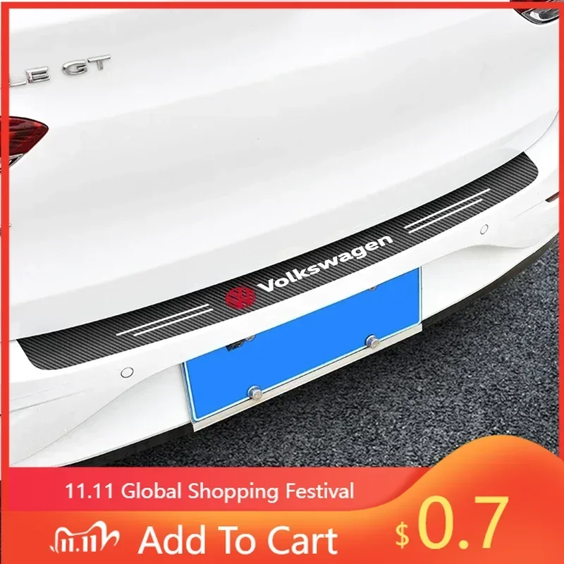 

New New Car Rear Bumper Protector Sticker Carbon Fiber Car Tail Trunk Guard Accessorie For Volkswagen Golf Passat Scirocco Je