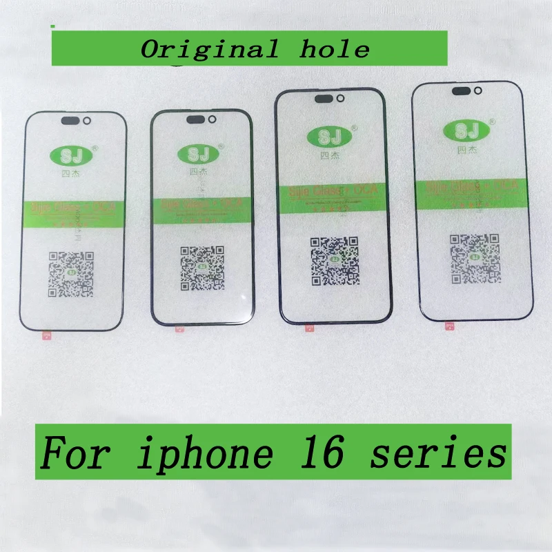 2pcs 1:1 Orig hole Touch Screen Glass With OCA Glue for iPhone 16 15 15pro max 14 PLUS 13 12 pro Outer Lens Replacement