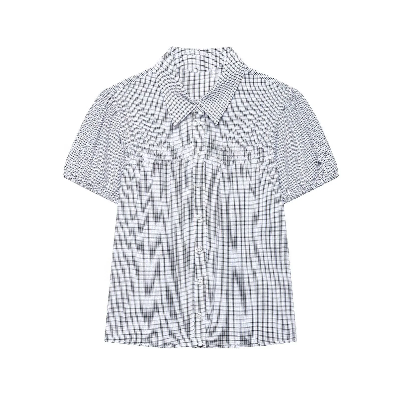 

Модные женские рубашки и блузки из эластичного поплина в клетку в европейском и американском стиле 2026 года