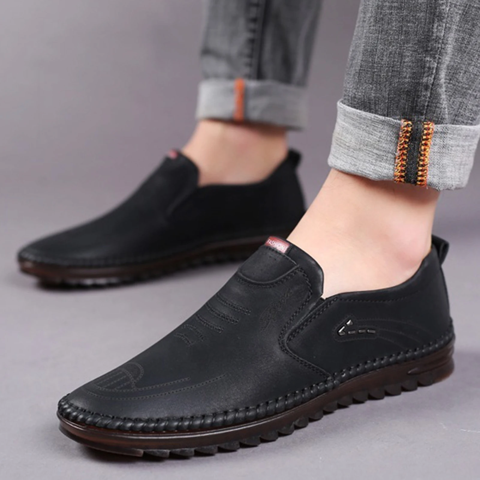 Men Leisure PU Leather Shoes Lightweight Leather Shoes Non-slip Sole Gift for Christmas Birthday