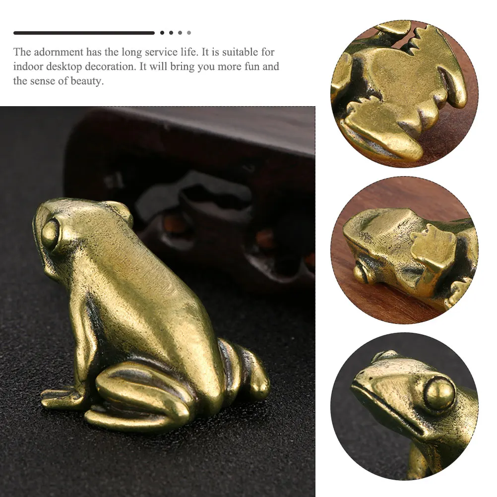 Retro Frog Shaped Golden Desktop Ornament Home Office Decor Small Animal Statue Vintage Cabinet Adornment Craft Decoration