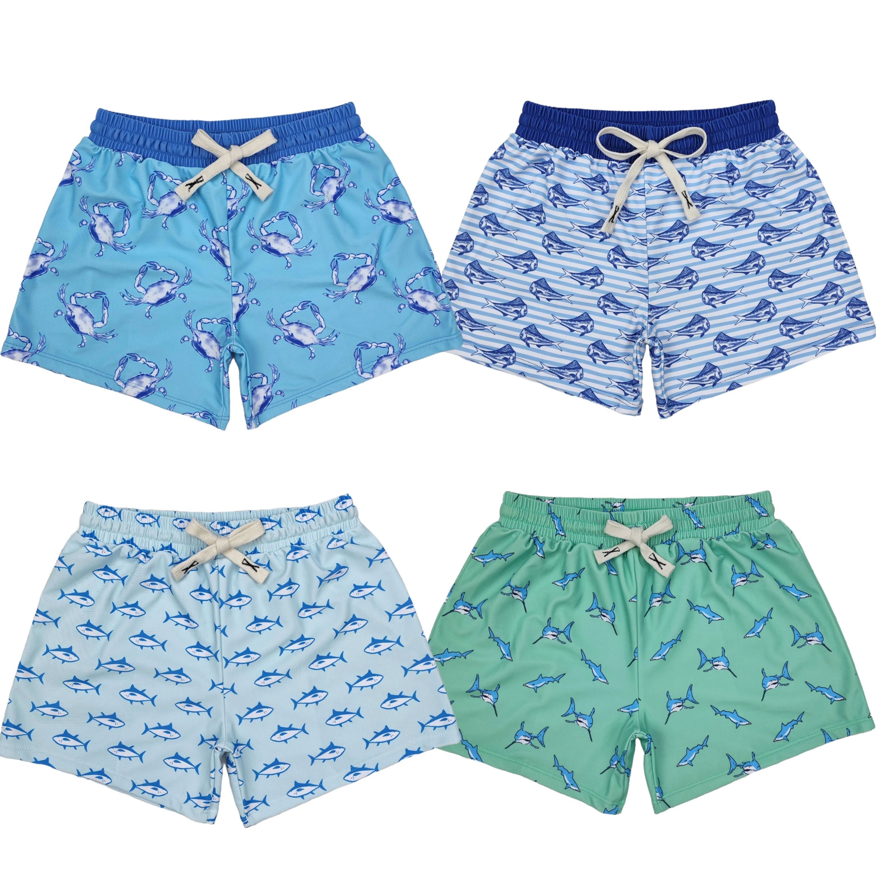 Wholesale Baby Boy Swimming Trunks Beachwear Children Toddler Fish Shorts Kid Swimsuit Children Summer Blue Swimwear Clothing