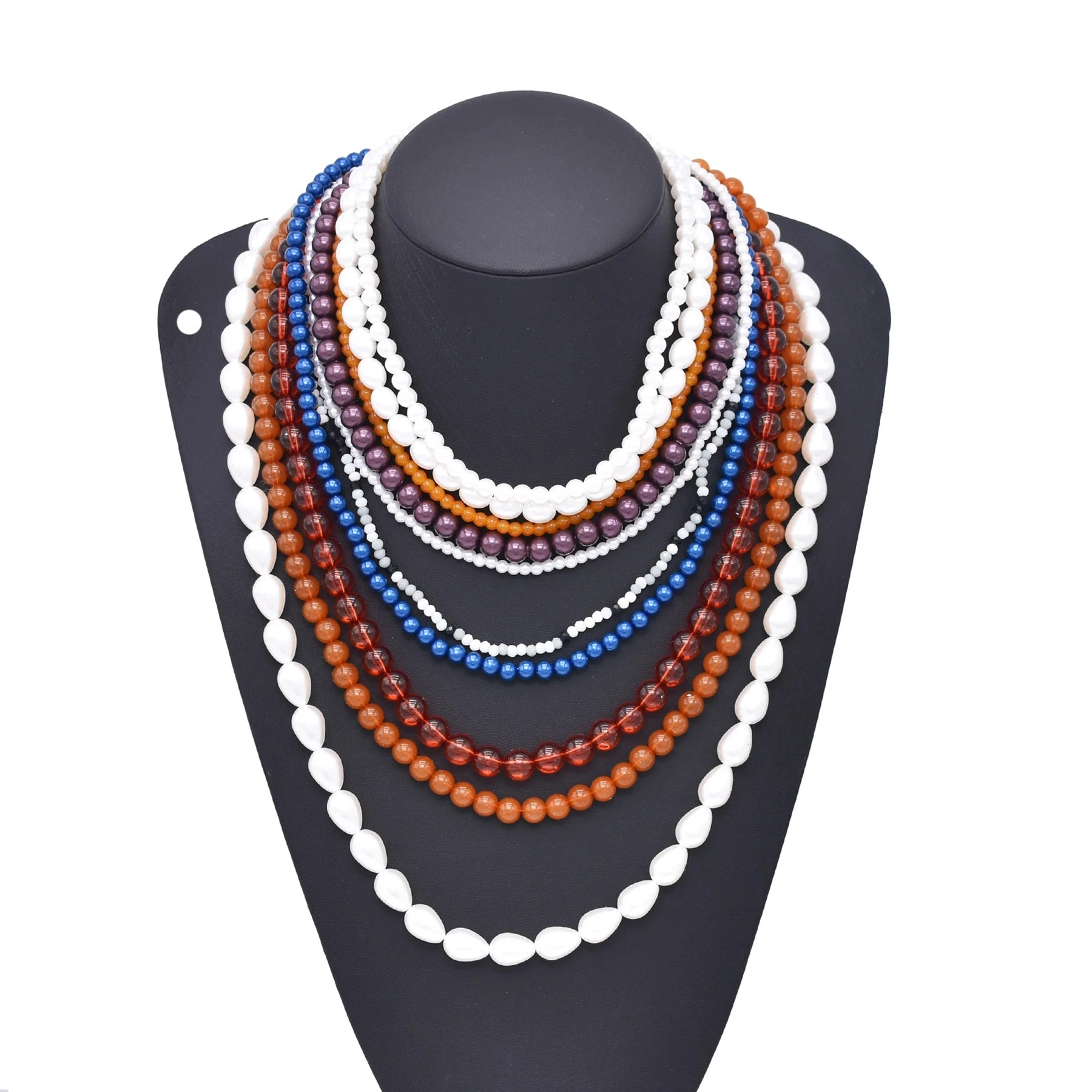 Multi Layered Pearl Beads Choker Necklace for Women Bohemian African Ethnic Tribal Bib Necklaces Summer Jewelry Accessories