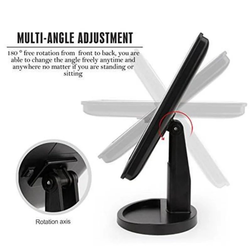 調光可能なLEDバニティメイクアップミラー,360度回転,22個のLEDタッチスクリーン