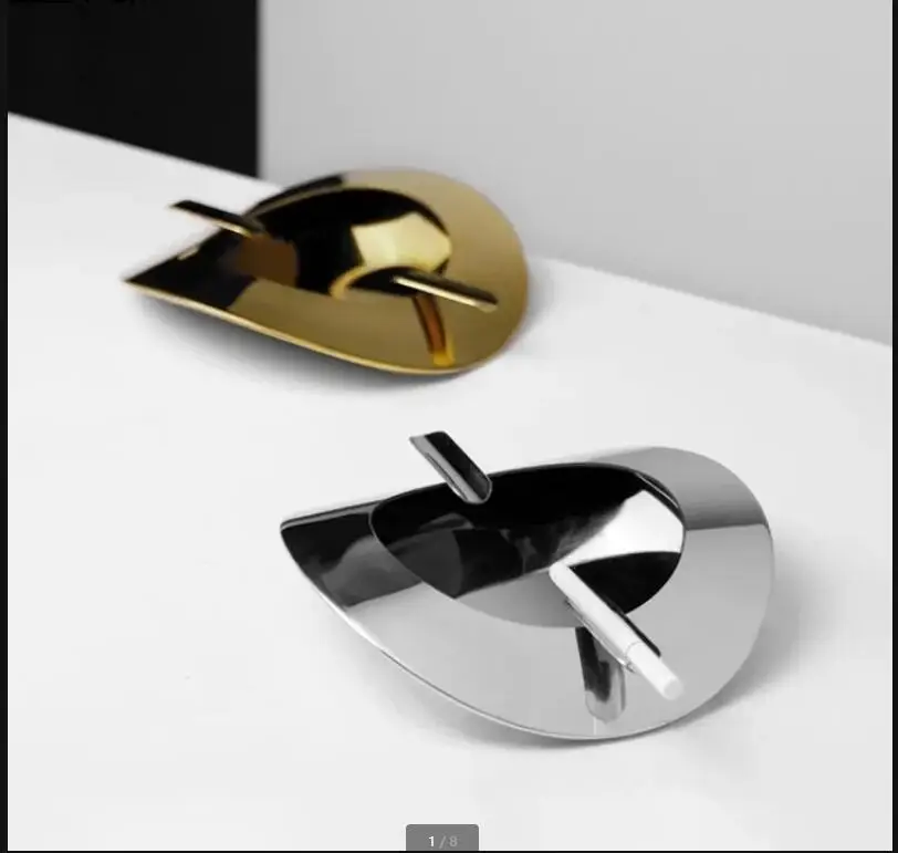 

Simple Metal Ashtray Living Room Office Stainless Steel Cigar Decoration Modern Household Smoking Accessories