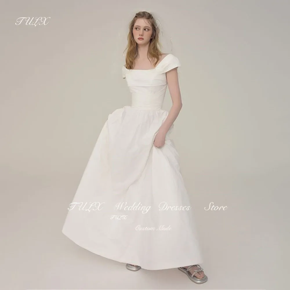 

TULX Korea Weeding Square Collar Fairy Taffeta Floor Length Formal Party Prom Gown Women Corset Back Wedding Photos Shoot 2025