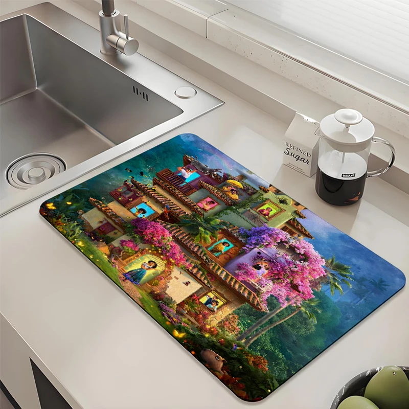 

Disney Encanto Family House Kitchen Drying Mat Absorbent Anti slip for Countertop
