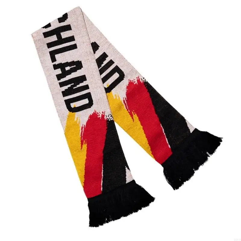 Multiuse Germany Soccer Scarf with Tassels Deutschland Theme Shawl for EuropeanCup Fans Comfortable and Easy to Maintain