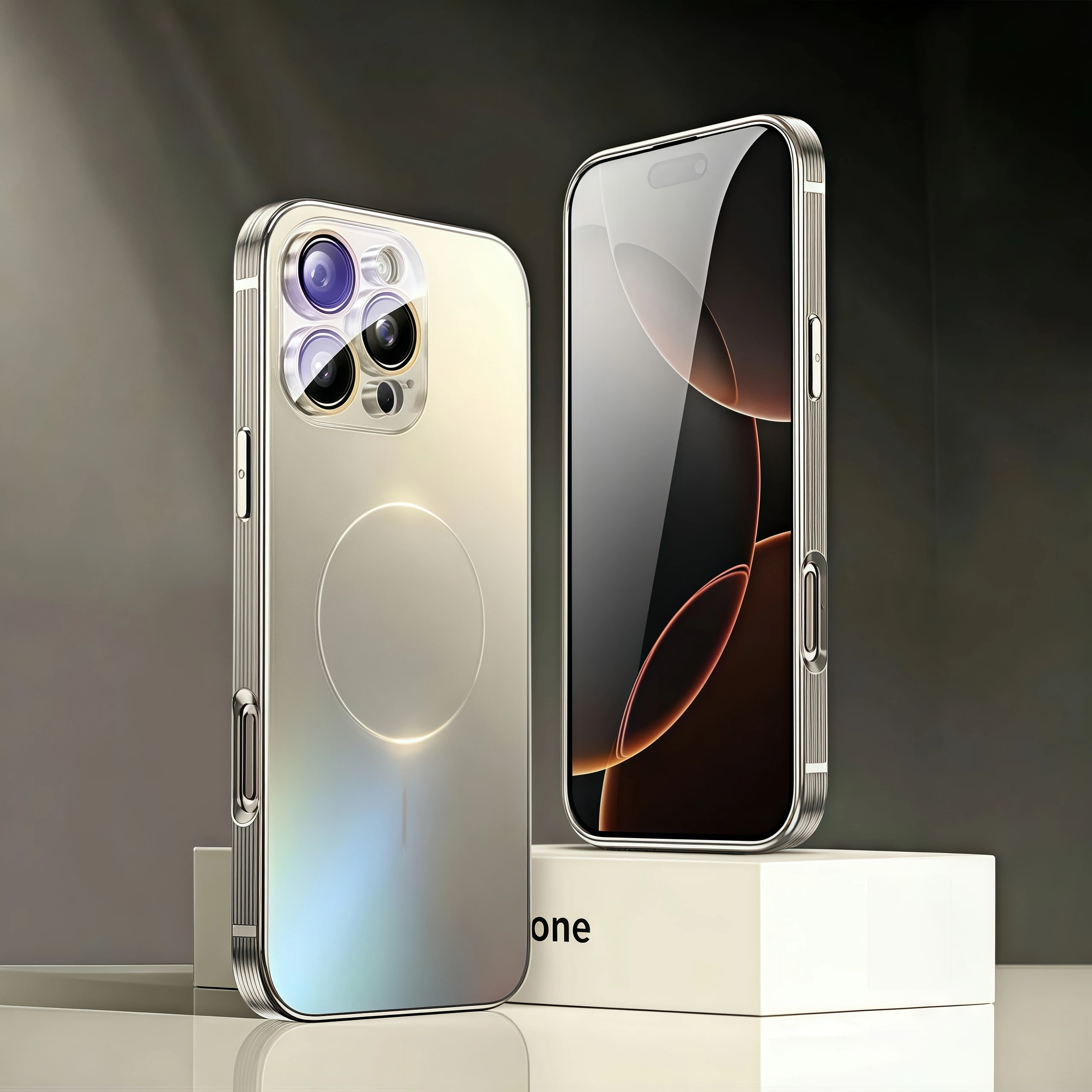Luxury Matte Tempered Glass Phone Case For iPhone 16 15 14 13 12 11 Pro Max Plus Magsafe Wireless Charge Plated Brushed Cover