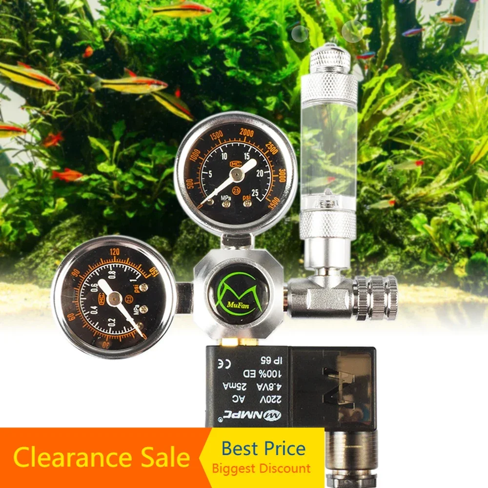 Dual Stage CO2 Regulators With Integrated Solenoid Valve For Aquariums CO2 kit System for Planted Tank Aquarium Accessories