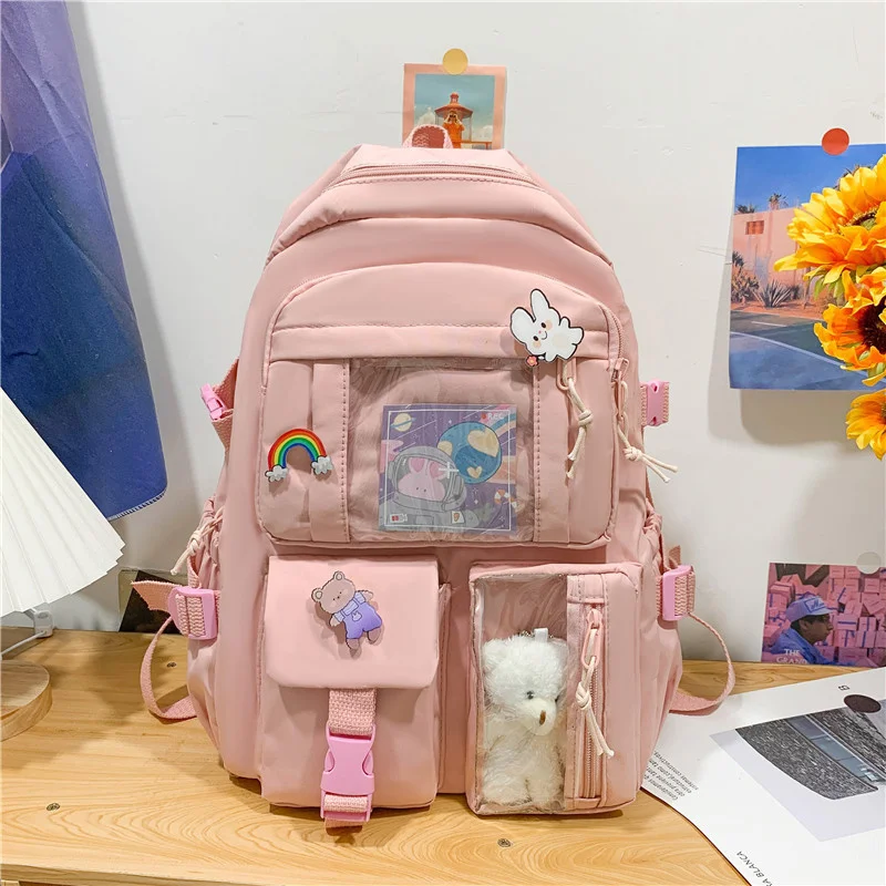 New Arrival Fashion Large Capacity Girls Boys School Use Daily Package Travel Bag Shoulder Women Knapsack Solid Colors Backpack