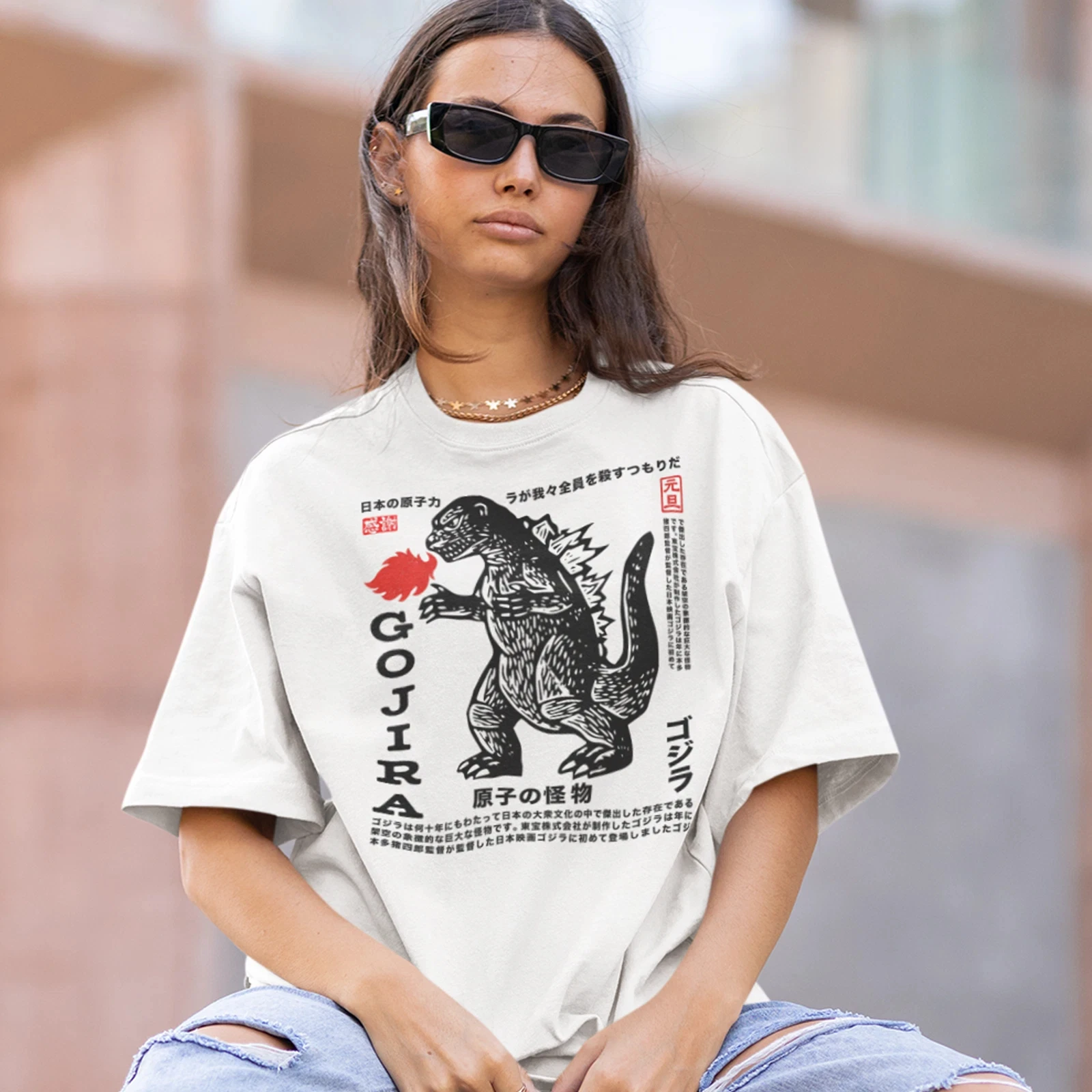 Godzilla Inspired Kaiju Monster Retro Graphic Print T-Shirt Men Women Cotton Oversized Couple Harajuku Casual Streetwear Tops - view 6