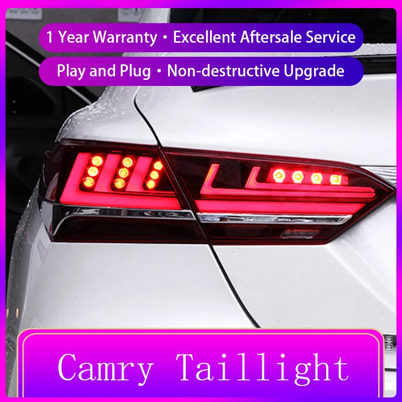 A Pair of Car Modified For Toyota Camry 2018-2023 Rear Lamp LED DRL Upgrade Dynamic Taillight Assembly Auto Tail Accessories