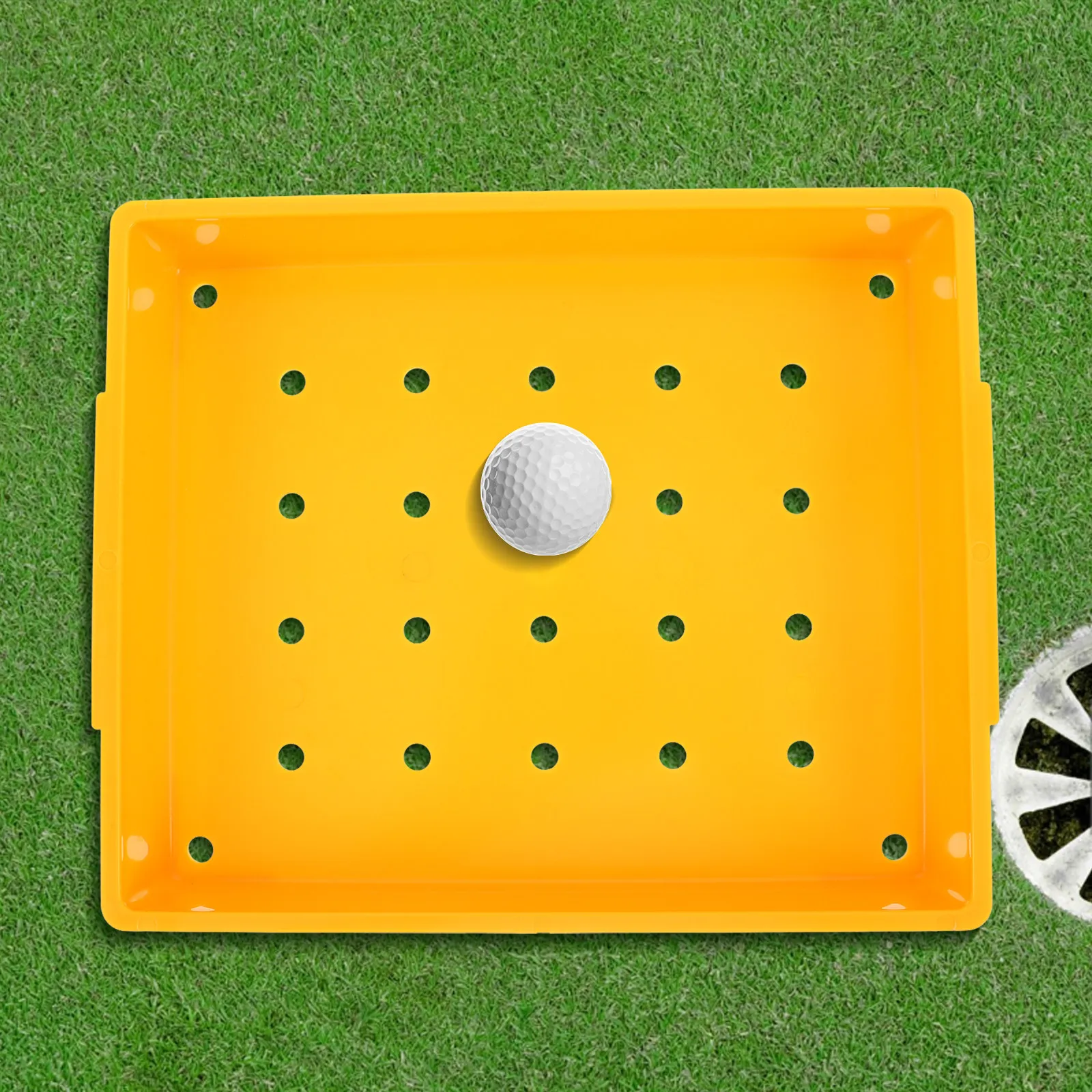 Golf Ball Tray 30 Ball Capacity Bright Yellow Square Space Saving Organizer for Practice Driving Range