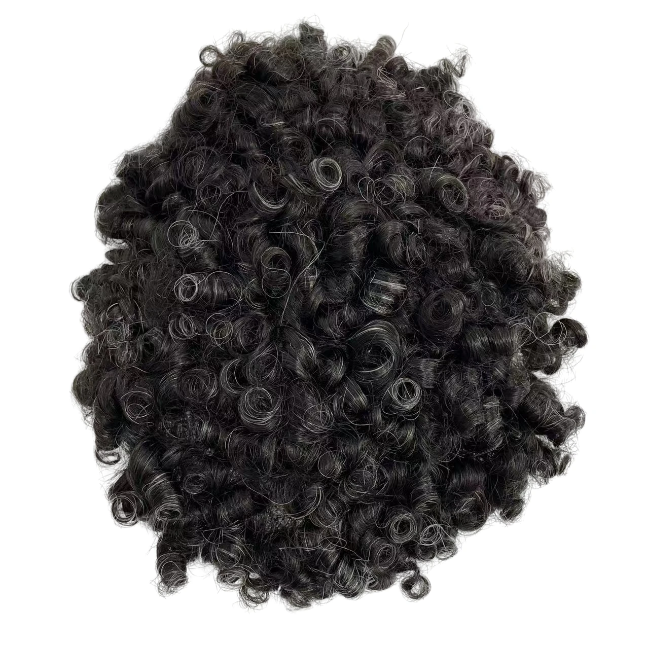 Brazilian Virgin Human Hair Replacement #1b20 Grey 15mm Curl 7x9 Toupee Full Lace Units for Black Men