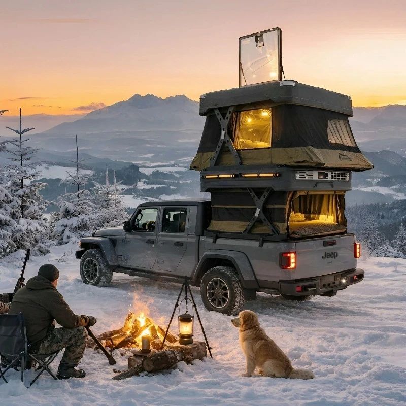 Rooftop Tent Customized Remote Controlled Dual Layer Layout Waterproof Outdoor Family Camping Vehicle Shelter