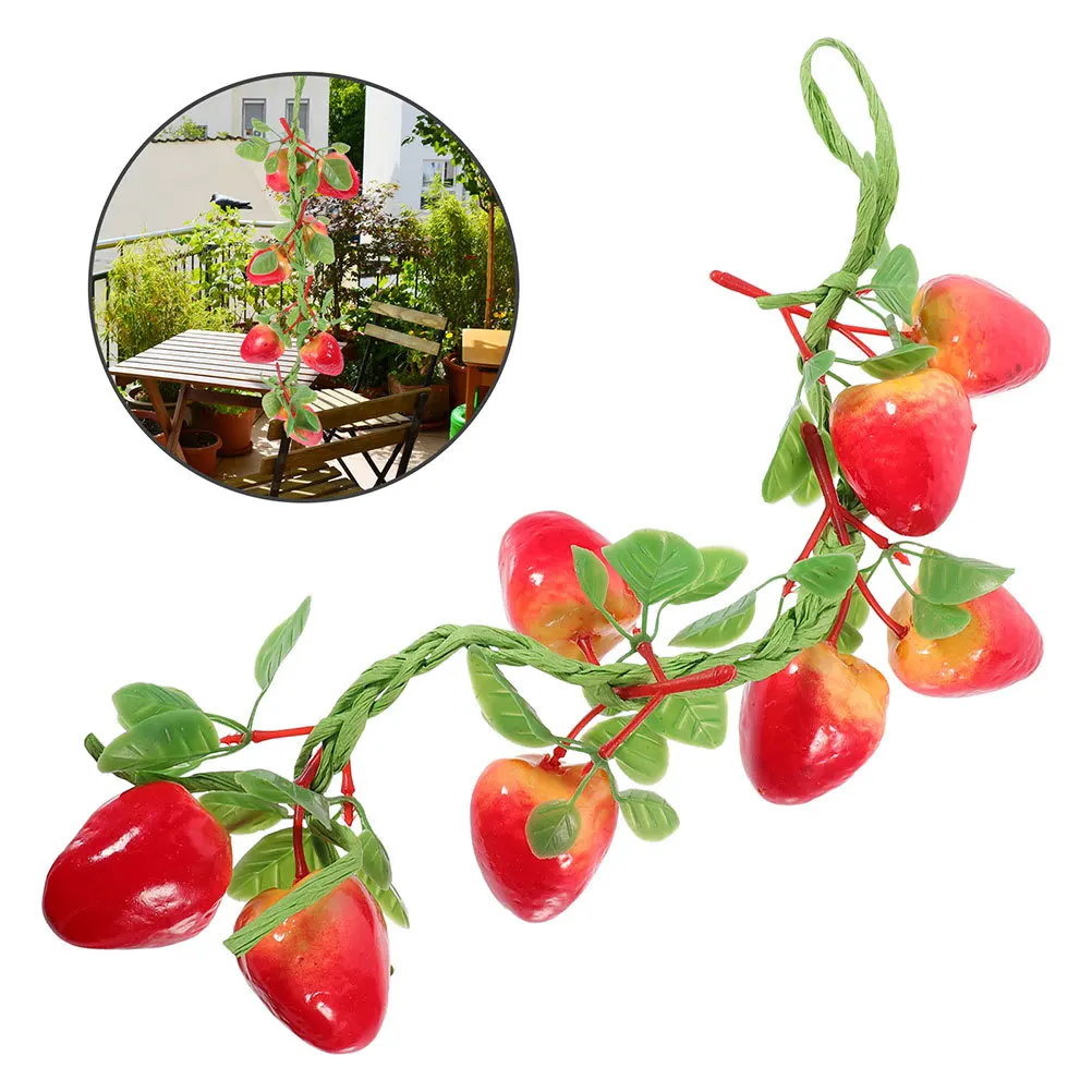 

4Pcs Artificial Strawberries Realistic Fake Fruit Bunch Plastic Strawberry Strings Decorative Hanging Ornament for Home
