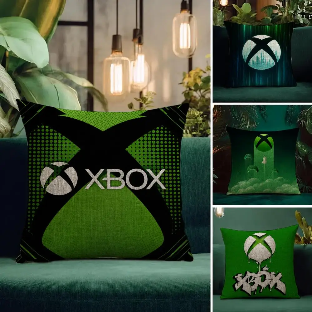 Game Xbox Game Console Visual Cushion Cover Natural Linen Pillowcase Set Cushion Cover for Sofa Bedroom Chair