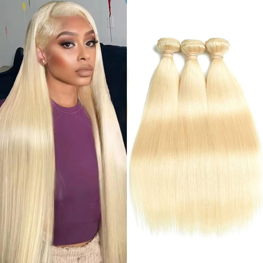 

613 Светлые пучки человеческих волос 613 прямые 1/3/4 шт. Пучки 34 36 38 40 дюймов Класс 12A Наращивание волос Virgin Remy