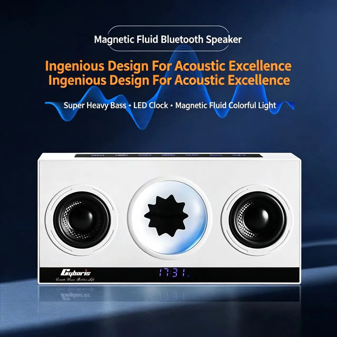 Magnetic Fluid Dual Speaker Bluetooth Speaker Subwoofer Wireless Speaker With LED Clock Lights Suitable For Home Use