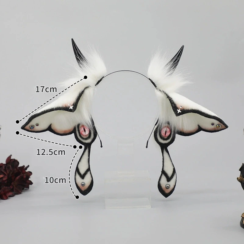 Fantasy Creatures Furry Wings Ear Headband Animal Moth Ears Fursuit Headwear Cosplay Halloween Anime Party Costume Accessories