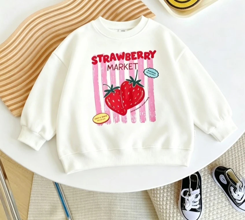 Baby Crewneck Pullover Sweatshirt Strawberry Crab Cotton Clothing Baby 6M-6Y Costume Kid Fashion Casual Daily Wear Kid Garments