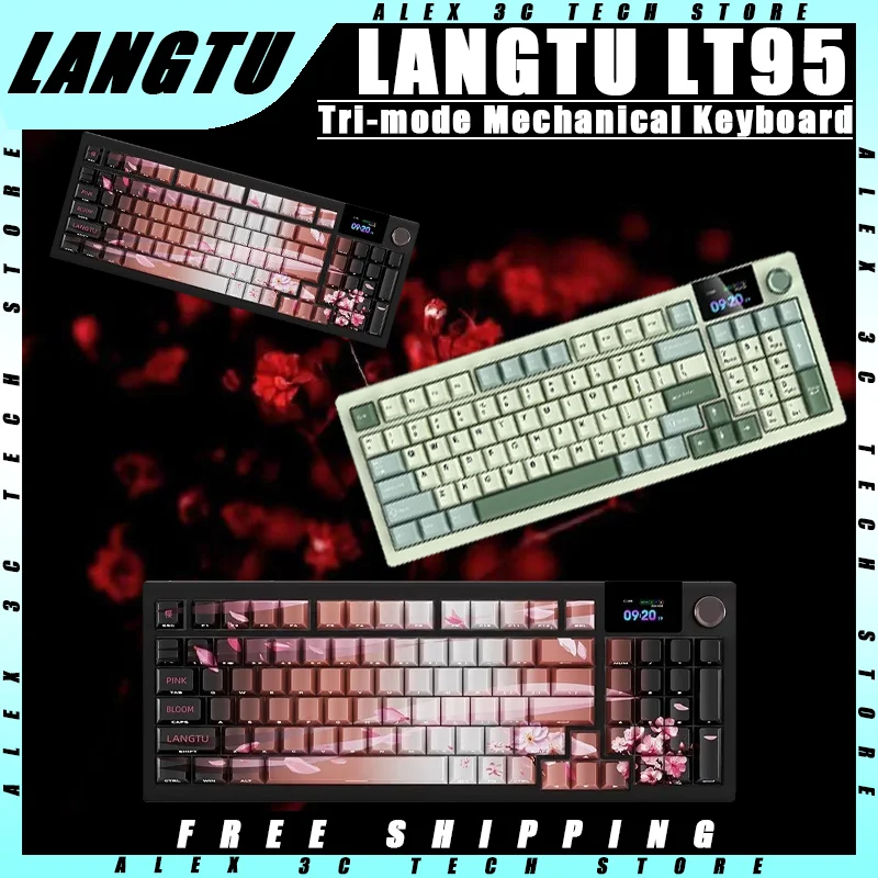 LANGTU LT95 Mechanical Keyboard Three mode Wireless Hot Swappable PBT Keycaps Customized Gaming Keyboard Pc Gamer Accessories