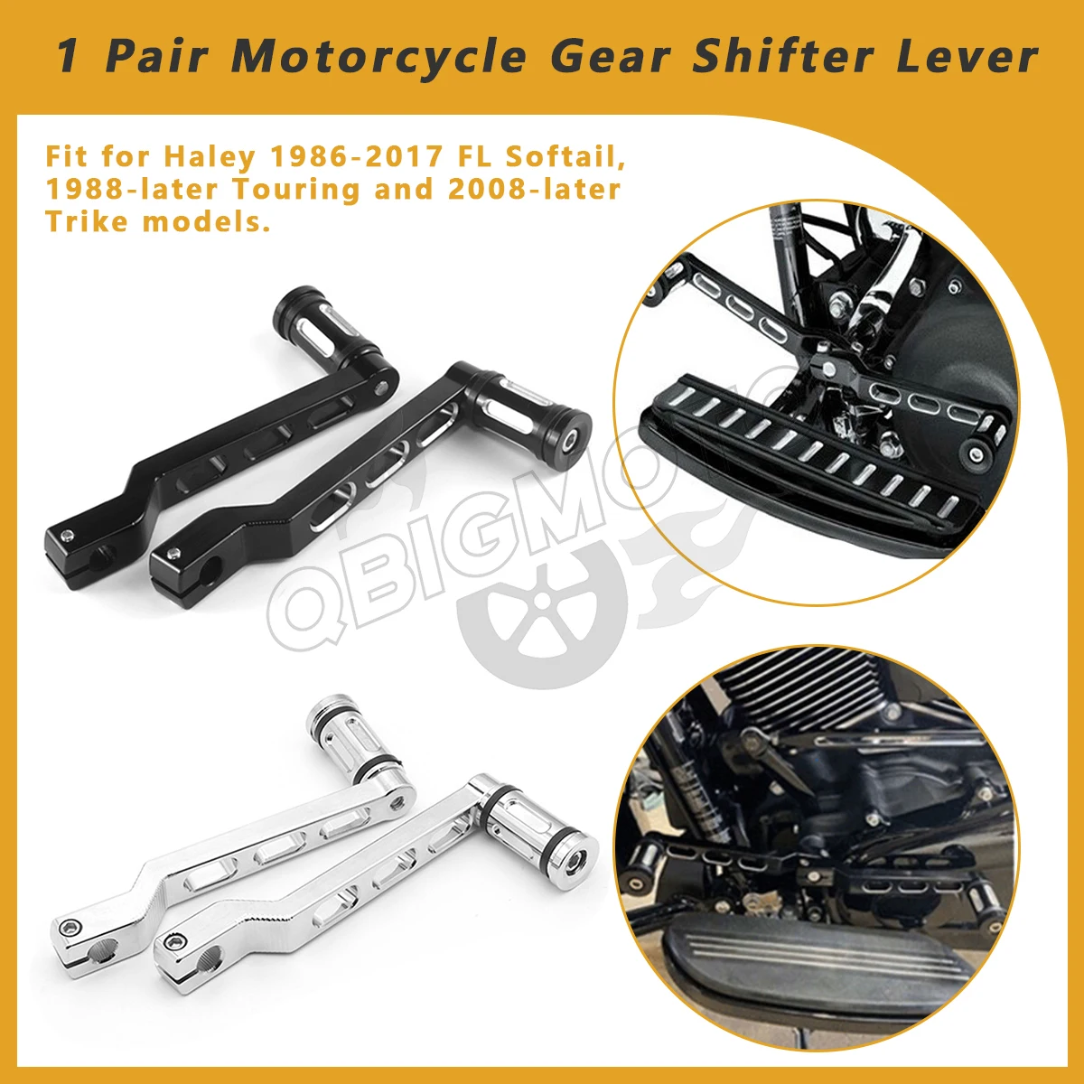 1 Pair Motorcycle Gear Heel Toe Shift Lever Pegs Pedal For Harley FL Softail Touring Road King Electra Street Glide Classic FLHT