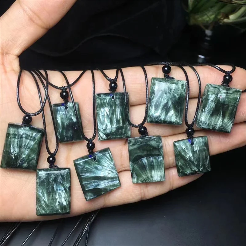 Natural Seraphinite Pendant For Women Men Jewelry Healing Reiki Fashion Necklace Holiday Gifts 1PCS