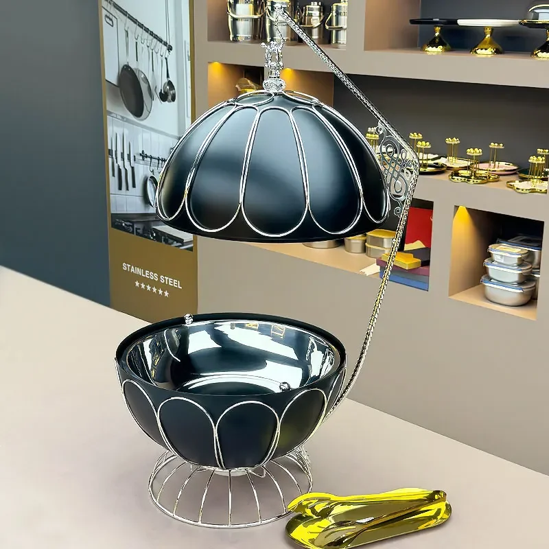 

Stainless steel hot pot wire rack fuel roll top buffet food warmer hanging cover black hot pot