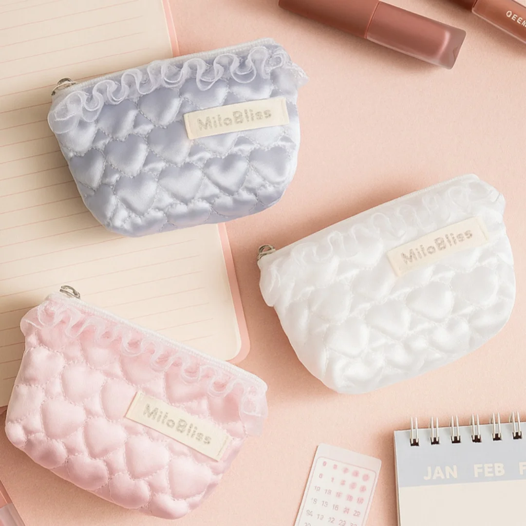 

Кружевная косметичка, портмоне большой емкости, сумка в форме сердца, портативная сумка для хранения гигиенических прокладок