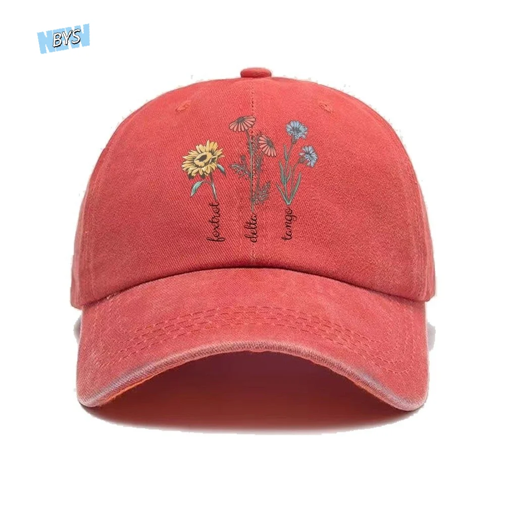 

Fashion Casual Printed Baseball Cap Vintage Washed Dad Sun Hat Multiple Colors Sunflower Snapback Cap Unisex