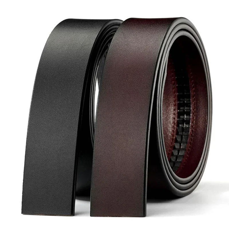 100% Real Cow Genuine Leather Belt No Buckle for Automatic Buckle Vintage Belt Body 3.50 cm Width Black Brown Cowskin