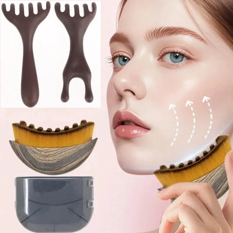 Gesichtsbürste mit Massagekamm, Lymph-Konturbürste, Trockenbürste, Lymphdrainage-Massagegerät für Gesichtskonturierung, Gesichtspflege