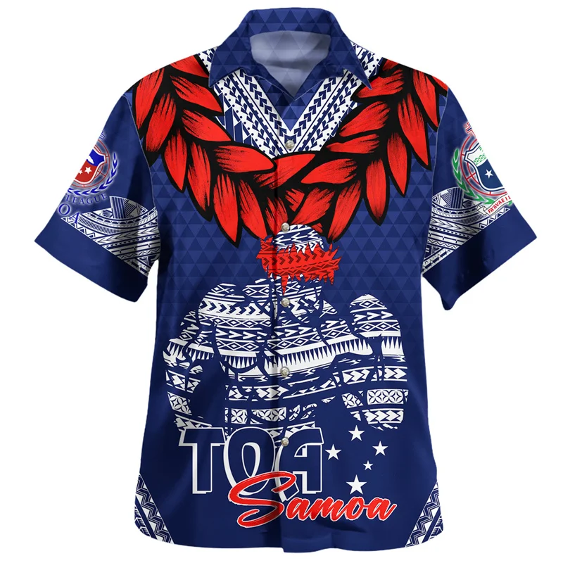 Summer 3D Polynesian Samoa Flag Printed Shirts For Men Samoa Coat Of Arms Graphic Shirts Blouses Fashion Vintage Women Shirt Top