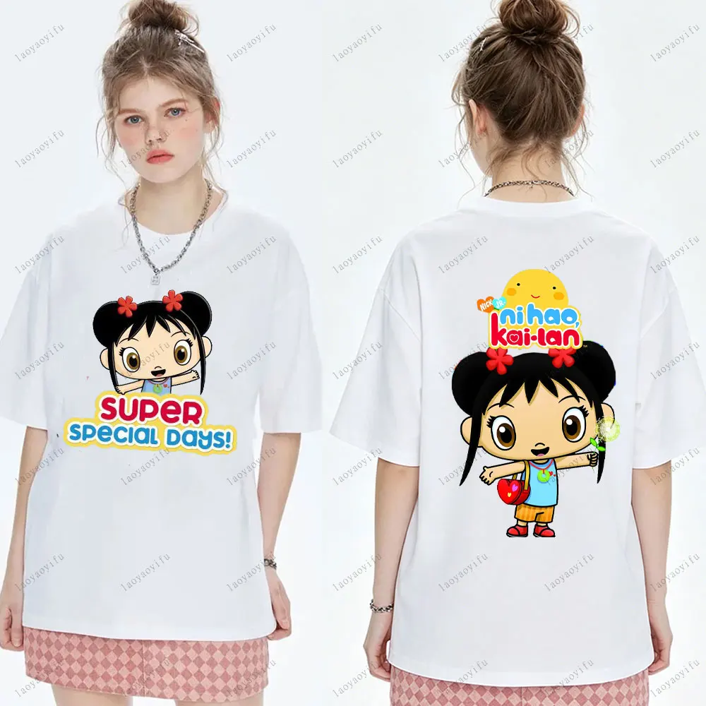 

Summer Kawaii Graphics Ni Hao, Kai-lan! T-shirt Women Casual Round-neck Short Sleeve Fashion Tops
