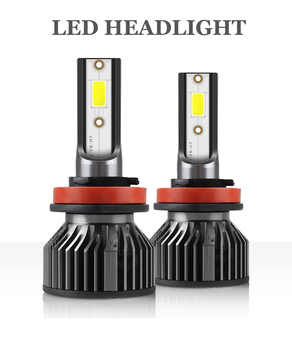 

F2 Car LED Headlight V6 Gun Color Built-In Drive H4 H7 H11 9005 LED Headlight Front Lighting Headlight