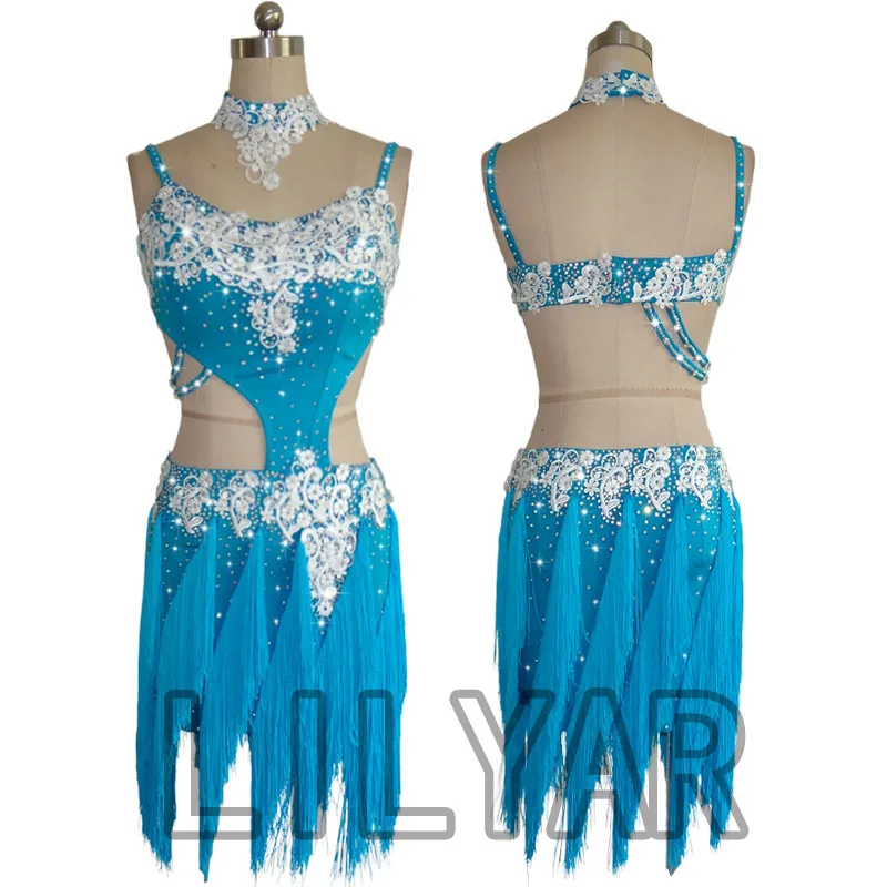 Latin Dance Skirt Competition Dress Performance Dress Dance Dress Dynamic Cha Cha Dance Dress Short Style Tassel Dress Custom