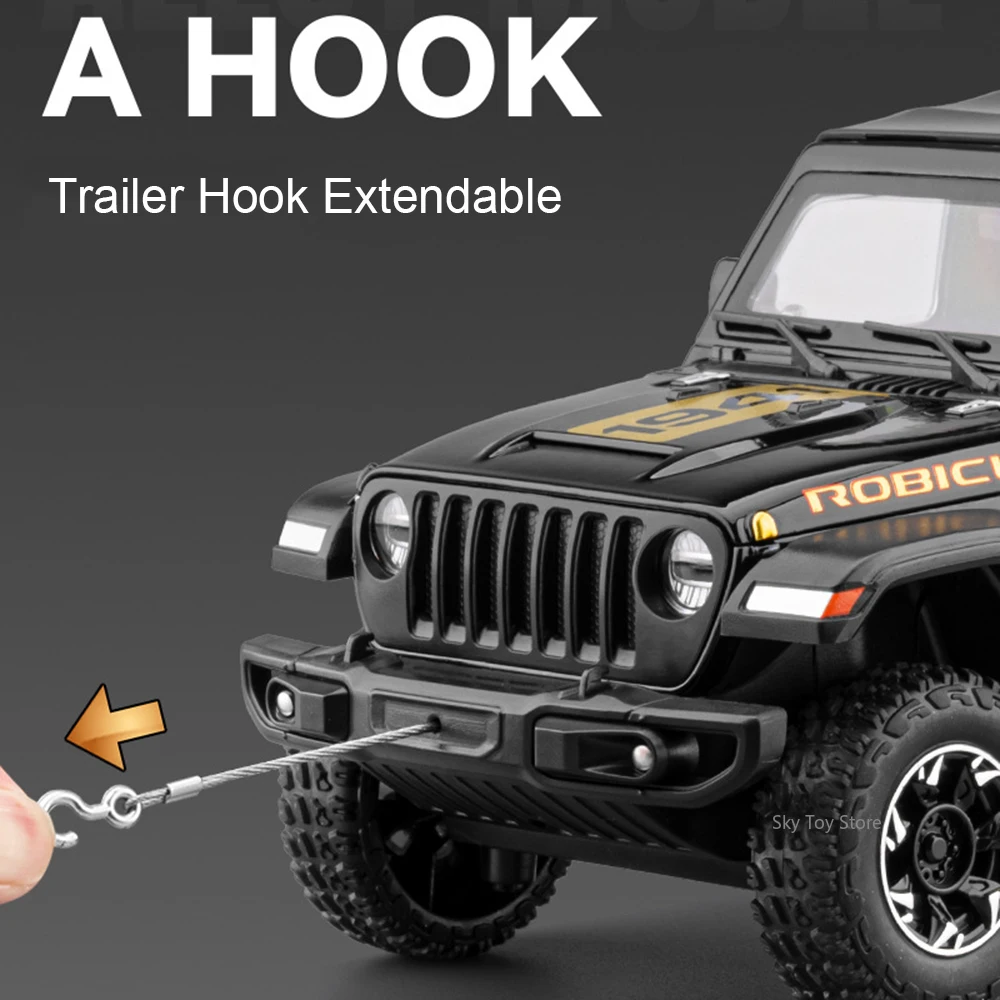 Wrangler Rubicon Land Cruiser LC80 SUV, modèle en alliage moulé sous pression, jouet de voiture, son et lumière, véhicule Miniature, cadeau d'anniversaire pour enfant, 1:24