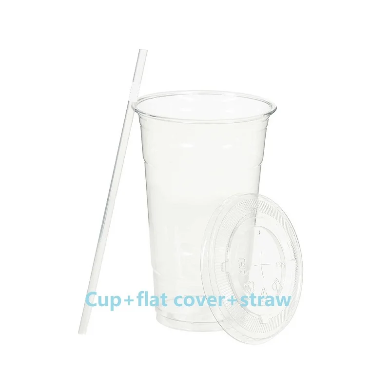 

16 Oz Disposable Clear Plastic to Go Cups with Lids and Straws For Ice Coffee,Bubble Tea,Smoothie,Cold Beverage