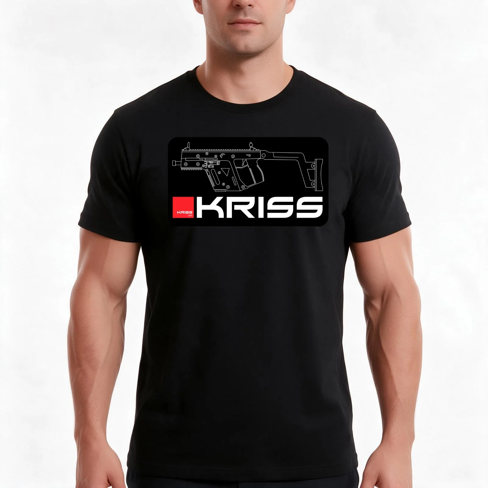 Vector Airsoft T-Shirt, Summer Casual Cotton Tee, Oversized Streetwear Tops, Vintage Graphic Print, Loose Fit Short Sleeve