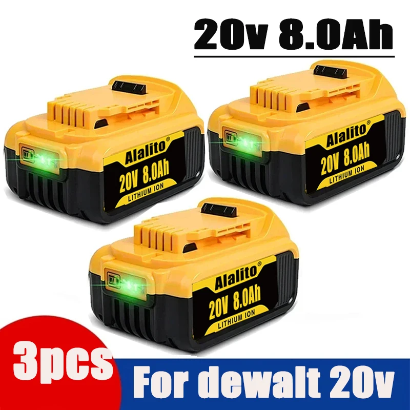 DCB200 For Dewalt 20V 8000mAh Replacement Battery For Dewalt DCB200 Rechargeable Battery DCB206 DCB207 DCB204 Power Tool Battery