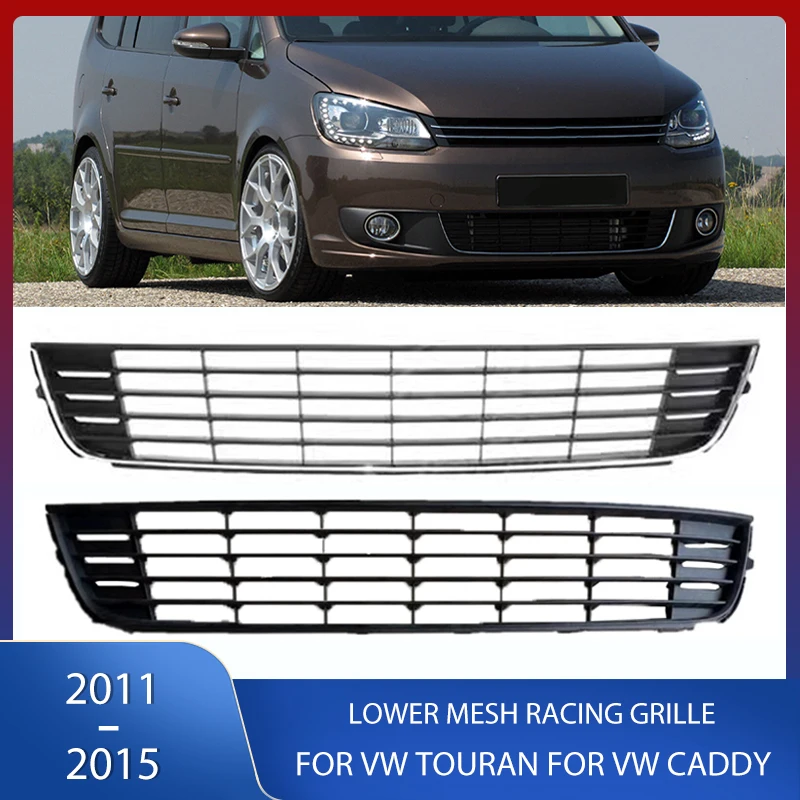 Przednia Grill zderzaka dolna osłona kratka wyścigowa jasny pasek dekoracyjna dla Volkswagen VW Touran 2011-2015 dla VW Caddy 2011-2014
