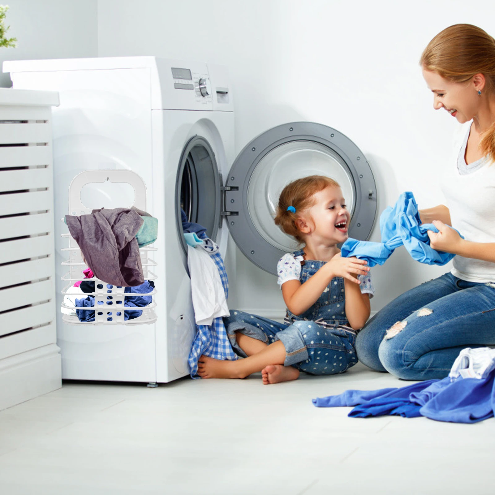 

Wall Mounted Laundry Basket Foldable Hamper Hanging Storage Organizer for Clothes Tidy Home Space Saving Laundry Basket