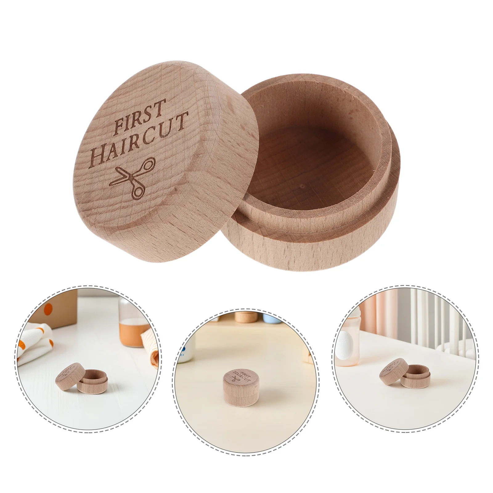 

Baby Keepsake Box 1.97X1.97X1.38In Wooden First Haircut Saver Storage For Fetal Hair Cord Memory Display Kids Room Decor